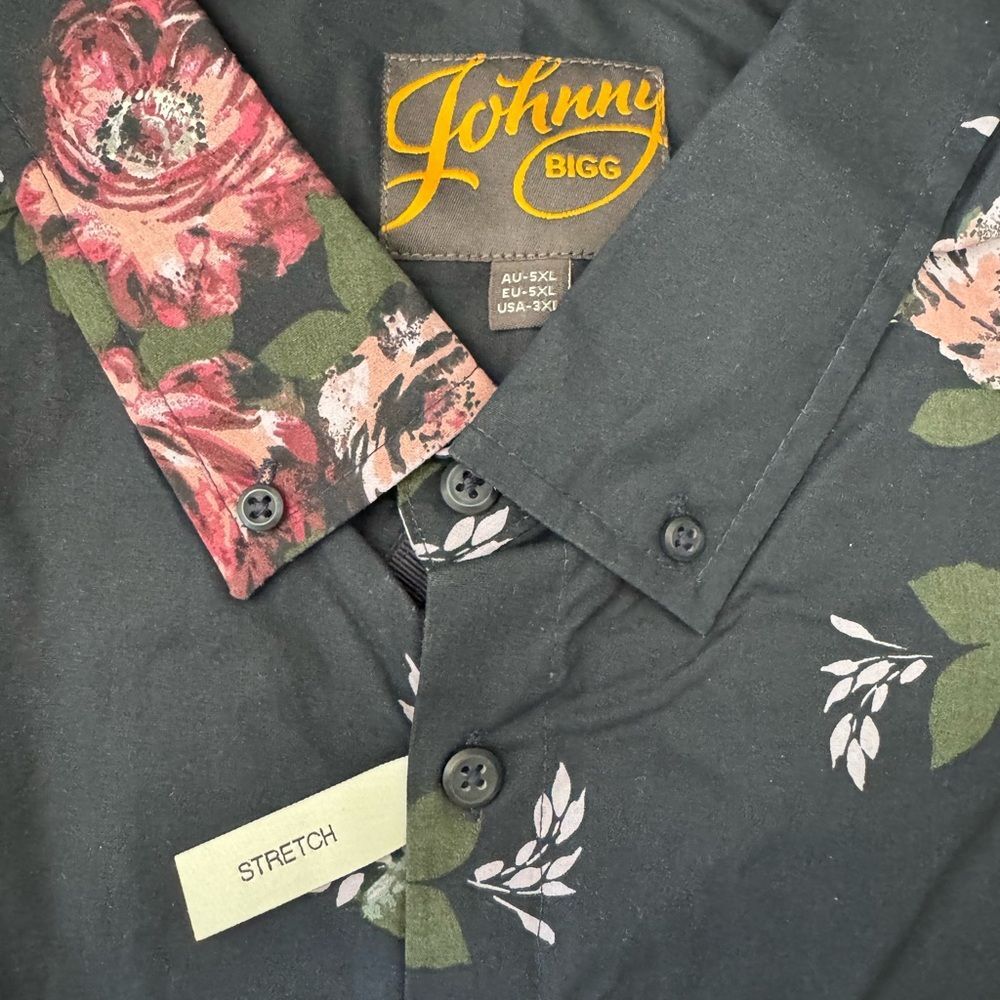 Johnny Bigg Navy Kennedy Floral Stretch Shirt NWT 5XL NWT - Picture 4 of 7